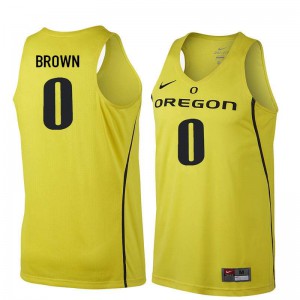Men's Ducks #0 Troy Brown Yellow Basketball Official Jerseys 368719-806