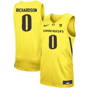 Men's Ducks #0 Will Richardson Yellow Basketball Basketball Jersey 600891-171