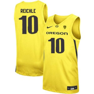 Men's Oregon #10 Gabe Reichle Yellow Basketball College Jersey 985686-578