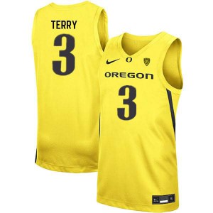 Mens Ducks #3 Jalen Terry Yellow Basketball College Jerseys 388444-887