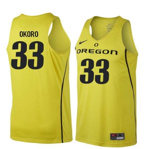 Men Oregon Ducks #33 Francis Okoro Yellow Basketball College Jerseys 724299-843