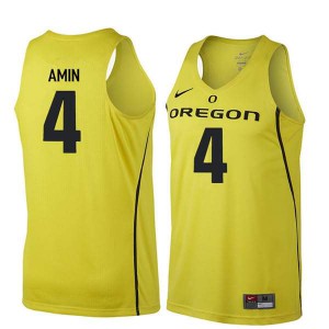 Men University of Oregon #4 Ehab Amin Yellow Basketball Basketball Jersey 135063-356