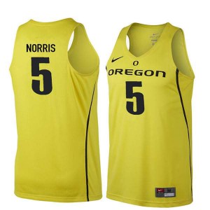Men Oregon Ducks #5 Miles Norris Yellow Basketball College Jerseys 923303-362