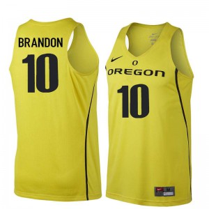 Mens University of Oregon #10 Terrell Brandon Yellow Basketball Stitch Jerseys 225820-426
