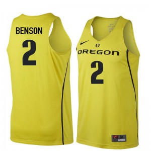 Men UO #2 Casey Benson Yellow Basketball Stitch Jerseys 805248-870