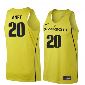 Mens Oregon #20 Bob Anet Yellow Basketball Official Jerseys 401635-149