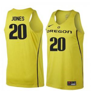 Mens Oregon #20 Fred Jones Yellow Basketball Basketball Jerseys 979707-283