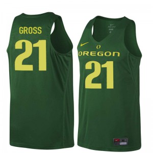 Mens Ducks #21 Evan Gross Dark Green Basketball Stitched Jersey 805843-830