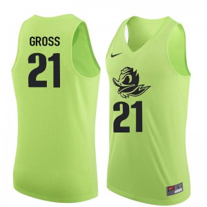Men UO #21 Evan Gross Electric Green Basketball Player Jersey 849104-523