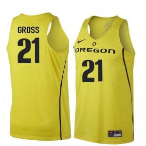 Mens Oregon Ducks #21 Evan Gross Yellow Basketball NCAA Jersey 672236-609