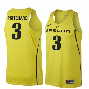 Men's University of Oregon #3 Payton Pritchard Yellow Basketball University Jerseys 822884-460