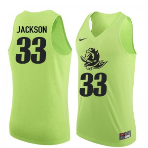Men's Oregon Ducks #33 Luke Jackson Electric Green Basketball Stitched Jersey 890343-813