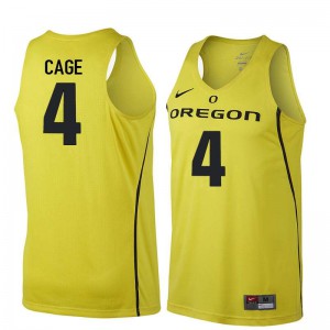 Mens Oregon Ducks #4 M.J. Cage Yellow Basketball College Jerseys 746233-159