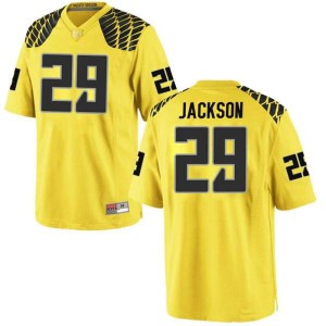 Mens Ducks #29 Adrian Jackson Gold Football Replica College Jerseys 375475-430
