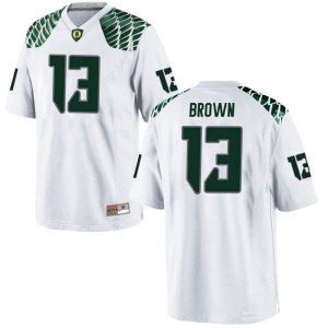 Men's Oregon #13 Anthony Brown White Football Game High School Jersey 432521-265