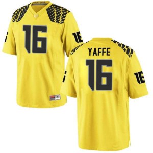 Mens University of Oregon #16 Bradley Yaffe Gold Football Replica College Jerseys 219237-919