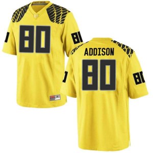 Men's University of Oregon #80 Bryan Addison Gold Football Replica Football Jerseys 210926-593