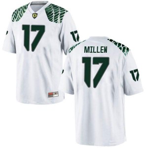 Men Oregon Ducks #17 Cale Millen White Football Game University Jersey 951494-948