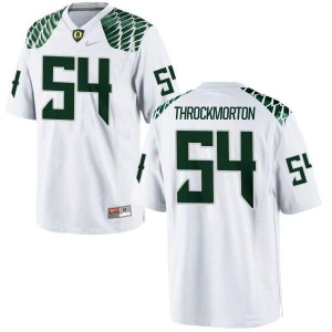 Men's Oregon Ducks #54 Calvin Throckmorton White Football Authentic Stitched Jersey 840968-669