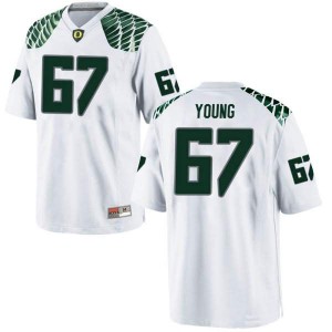 Men's Ducks #67 Cole Young White Football Game University Jerseys 824636-935