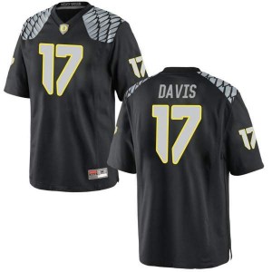 Men University of Oregon #17 Daewood Davis Black Football Replica Official Jersey 586502-952