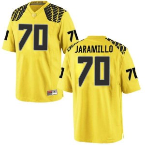 Men Ducks #70 Dawson Jaramillo Gold Football Replica Stitched Jerseys 759998-689