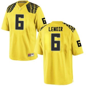 Men University of Oregon #6 Deommodore Lenoir Gold Football Game Stitch Jersey 929541-181