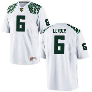 Men's University of Oregon #6 Deommodore Lenoir White Football Game Embroidery Jerseys 161465-507