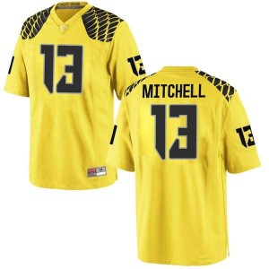 Men's University of Oregon #13 Dillon Mitchell Gold Football Replica Football Jerseys 852850-312