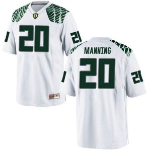 Mens UO #20 Dontae Manning White Football Game Embroidery Jerseys 606543-749