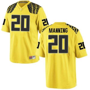 Mens Oregon #20 Dontae Manning Gold Football Replica Alumni Jerseys 868512-760