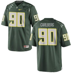 Mens University of Oregon #90 Drayton Carlberg Green Football Game Stitched Jersey 499481-815