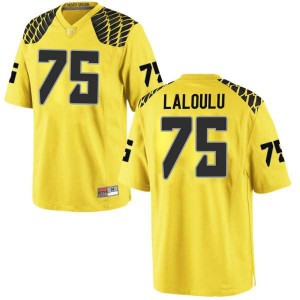 Men's University of Oregon #75 Faaope Laloulu Gold Football Replica Stitched Jerseys 468087-146