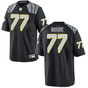 Mens University of Oregon #77 George Moore Black Football Game Embroidery Jersey 987642-342