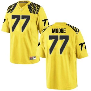 Mens Oregon Ducks #77 George Moore Gold Football Replica Embroidery Jerseys 534621-392