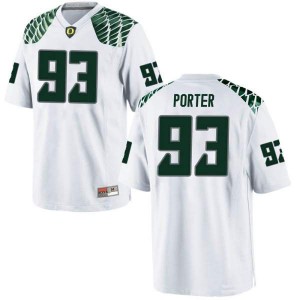 Mens Ducks #93 Isaia Porter White Football Game Stitched Jersey 744197-613