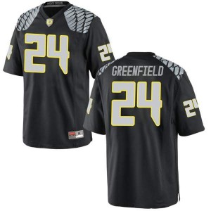 Men's Ducks #24 JJ Greenfield Black Football Replica College Jerseys 576695-366