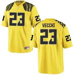 Men's Oregon #23 Jack Vecchi Gold Football Replica Stitch Jerseys 393719-589