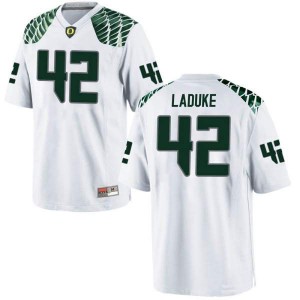 Men's Ducks #42 Jackson LaDuke White Football Replica Stitched Jerseys 237988-850