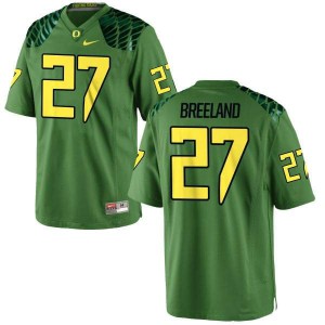 Men UO #27 Jacob Breeland Apple Green Football Authentic Alternate Stitched Jersey 863901-603