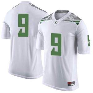 Men University of Oregon #9 Jaden Navarrette White Football Limited Stitched Jersey 612896-427