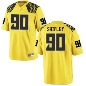 Men's Oregon #90 Jake Shipley Gold Football Replica Football Jerseys 586708-107