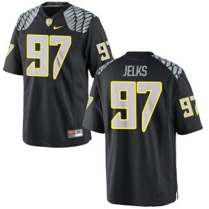 Mens Ducks #97 Jalen Jelks Black Football Limited Stitch Jerseys 237153-401