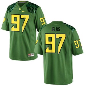 Men University of Oregon #97 Jalen Jelks Apple Green Football Replica Alternate High School Jerseys 596003-279