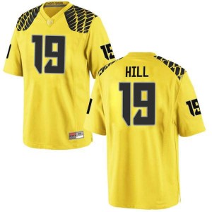 Men's Oregon Ducks #19 Jamal Hill Gold Football Game College Jerseys 686049-928