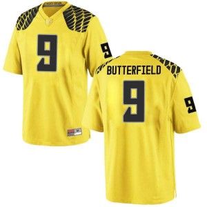 Men's Oregon Ducks #9 Jay Butterfield Gold Football Replica Embroidery Jersey 383486-265