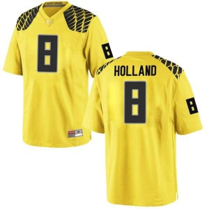 Men's Oregon #8 Jevon Holland Gold Football Replica Player Jerseys 241199-625
