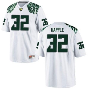 Men University of Oregon #32 Jordan Happle White Football Replica Stitched Jersey 613711-676