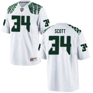 Men's Oregon Ducks #34 Jordon Scott White Football Game Stitched Jersey 897053-987
