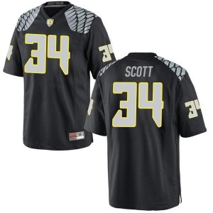 Men's Oregon Ducks #34 Jordon Scott Black Football Replica Embroidery Jerseys 386655-700